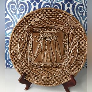 Majolica plate by Winfred made in Portugal.  Carrots and asparagus motif